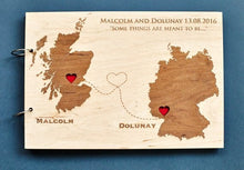 Load image into Gallery viewer, World Map Wedding Personalized Custom Guestbook - A Keepsake Wooden Book