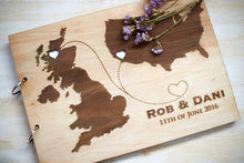 Load image into Gallery viewer, World Map Wedding Personalized Custom Guestbook - A Keepsake Wooden Book