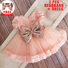 Load image into Gallery viewer, Fancy Sequin Bow Dresses for Flower Girl and Delicate Embroidered Style-Vestidos de Fiesta para Niñas