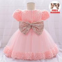Load image into Gallery viewer, Fancy Sequin Bow Dresses for Flower Girl and Delicate Embroidered Style-Vestidos de Fiesta para Niñas