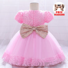 Load image into Gallery viewer, Fancy Sequin Bow Dresses for Flower Girl and Delicate Embroidered Style-Vestidos de Fiesta para Niñas