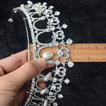Load image into Gallery viewer, Baroque Crystal Pearl Bridal Tiara Princess Look Crown for Wedding or Quince Event