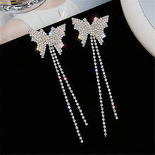 Load image into Gallery viewer, Butterfly Crystal Choker Necklace and Earrings with Long Tassel Rhinestones for Evening
