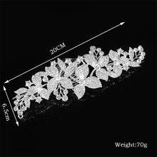 Load image into Gallery viewer, Silver Plated Floral Rhinestone Wedding Hair Comb