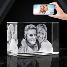 Load image into Gallery viewer, Laser Engraved Crystal Photo Cube-Personalized Gift-Picture and or Text-Available in 2D or 3D-Assorted Size Options