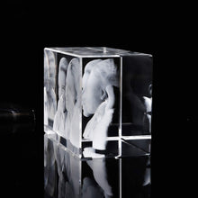 Load image into Gallery viewer, Laser Engraved Crystal Photo Cube-Personalized Gift-Picture and or Text-Available in 2D or 3D-Assorted Size Options