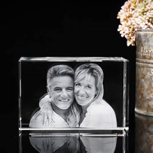Load image into Gallery viewer, Laser Engraved Crystal Photo Cube-Personalized Gift-Picture and or Text-Available in 2D or 3D-Assorted Size Options