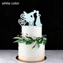 Load image into Gallery viewer, Motorcycle Couple - Mr and Mrs Biker Wedding Cake Top - Wedding Cake Topper