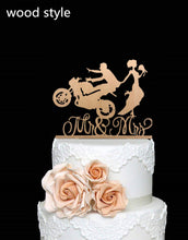 Load image into Gallery viewer, Motorcycle Couple - Mr and Mrs Biker Wedding Cake Top - Wedding Cake Topper