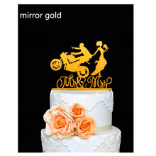 Load image into Gallery viewer, Motorcycle Couple - Mr and Mrs Biker Wedding Cake Top - Wedding Cake Topper