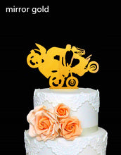 Load image into Gallery viewer, Motorcycle Couple - Mr and Mrs Biker Wedding Cake Top - Wedding Cake Topper
