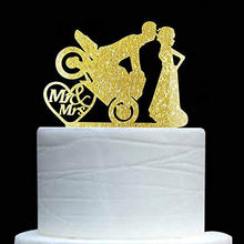 Load image into Gallery viewer, Motorcycle Couple - Mr and Mrs Biker Wedding Cake Top - Wedding Cake Topper