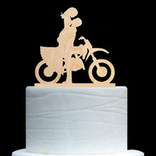 Load image into Gallery viewer, Motorcycle Couple - Mr and Mrs Biker Wedding Cake Top - Wedding Cake Topper