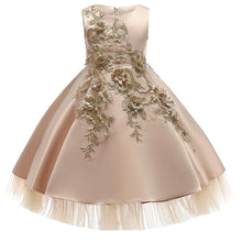 Load image into Gallery viewer, Applique with a Detail Corsage Elegant Party Dress for Girls-Wedding-Flowergirl-Birthday-Special Occasion