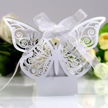 Load image into Gallery viewer, Butterfly Laser Cut Hollow Candy Boxes - Favors - Souvenier Chocolate Box With Ribbon