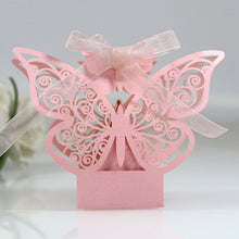 Load image into Gallery viewer, Butterfly Laser Cut Hollow Candy Boxes - Favors - Souvenier Chocolate Box With Ribbon