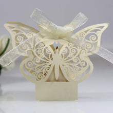 Load image into Gallery viewer, Butterfly Laser Cut Hollow Candy Boxes - Favors - Souvenier Chocolate Box With Ribbon