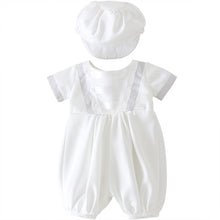 Load image into Gallery viewer, Baby Boy Baptism outfit- white Christening baby set with hat
