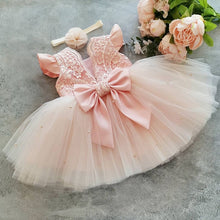 Load image into Gallery viewer, Infant-Toddler Pearls and Lace Dress for Flower Girl or Special Occasion for Princess
