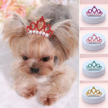 Load image into Gallery viewer, Doggie- Kitty- Crowns-Small Dogs or Cat Faux Pearl or Rhinestone Tiara- Pet Bows-Hair Clips