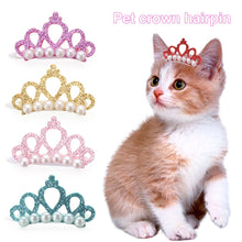 Load image into Gallery viewer, Doggie- Kitty- Crowns-Small Dogs or Cat Faux Pearl or Rhinestone Tiara- Pet Bows-Hair Clips