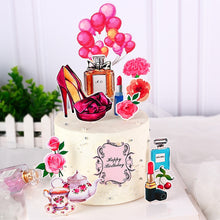 Load image into Gallery viewer, Assorted Paper Board Party Cake Top Decorations- High Heel-Balloon-Lipstick-Perfume-Musical Notes