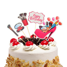 Load image into Gallery viewer, Assorted Paper Board Party Cake Top Decorations- High Heel-Balloon-Lipstick-Perfume-Musical Notes