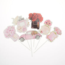 Load image into Gallery viewer, Assorted Paper Board Party Cake Top Decorations- High Heel-Balloon-Lipstick-Perfume-Musical Notes