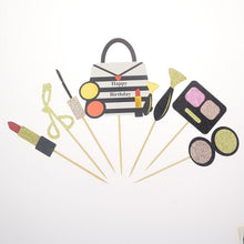 Load image into Gallery viewer, Assorted Paper Board Party Cake Top Decorations- High Heel-Balloon-Lipstick-Perfume-Musical Notes