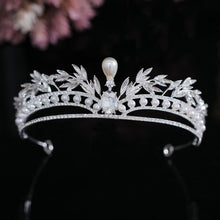 Load image into Gallery viewer, Baroque Roman Leaf and Pearls Tiaras Wedding-Crown for Bridal or Quinceañera