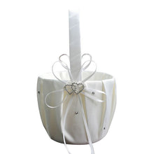 Load image into Gallery viewer, Heart Accent White or Ivory Bridal Flower Girl Basket-Wedding