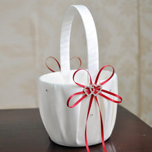 Load image into Gallery viewer, Heart Accent White or Ivory Bridal Flower Girl Basket-Wedding