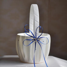 Load image into Gallery viewer, Heart Accent White or Ivory Bridal Flower Girl Basket-Wedding