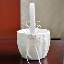 Load image into Gallery viewer, Heart Accent White or Ivory Bridal Flower Girl Basket-Wedding