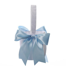 Load image into Gallery viewer, White or Colored Accent Bows-White Satin Wedding Flower Girl Baskets