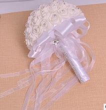 Load image into Gallery viewer, Artificial Rhinestone Wedding Bouquet Soft Foam White Roses