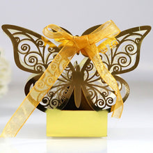 Load image into Gallery viewer, Butterfly Laser Cut Hollow Candy Boxes - Favors - Souvenier Chocolate Box With Ribbon