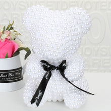 Load image into Gallery viewer, Small Simulated Pearl Rose Teddy Bear Precious Gift