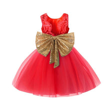 Load image into Gallery viewer, Baby-Toddler Girl Lace Sequined Bow Dress-Fashion Little Girls Party Dress