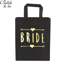 Load image into Gallery viewer, Black and Gold Team Bride-Squad Bags-Bridal Party Totes- Wedding-Shower Gifts