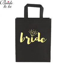 Load image into Gallery viewer, Black and Gold Team Bride-Squad Bags-Bridal Party Totes- Wedding-Shower Gifts