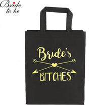 Load image into Gallery viewer, Black and Gold Team Bride-Squad Bags-Bridal Party Totes- Wedding-Shower Gifts