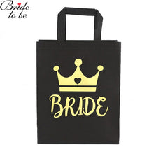 Load image into Gallery viewer, Black and Gold Team Bride-Squad Bags-Bridal Party Totes- Wedding-Shower Gifts