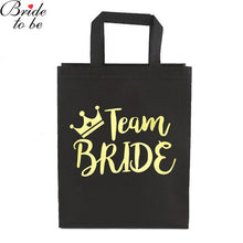 Load image into Gallery viewer, Black and Gold Team Bride-Squad Bags-Bridal Party Totes- Wedding-Shower Gifts
