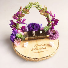Load image into Gallery viewer, Love Just Married Rustic Bridal Ring Pillow Holders-Wedding Accessories-Decorations