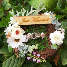Load image into Gallery viewer, Love Just Married Rustic Bridal Ring Pillow Holders-Wedding Accessories-Decorations