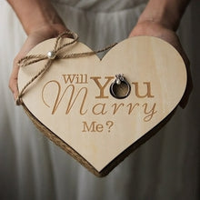 Load image into Gallery viewer, Rustic Wood Wedding Boho Ring Pillow Option or Marriage Proposal Gift Box