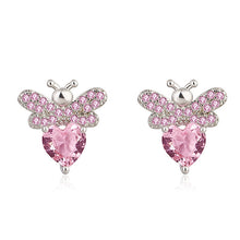 Load image into Gallery viewer, Pink Zirconia Bee Jewelry Set-Pendant-Ring-Earring-Bracelet