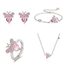 Load image into Gallery viewer, Pink Zirconia Bee Jewelry Set-Pendant-Ring-Earring-Bracelet