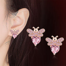 Load image into Gallery viewer, Pink Zirconia Bee Jewelry Set-Pendant-Ring-Earring-Bracelet